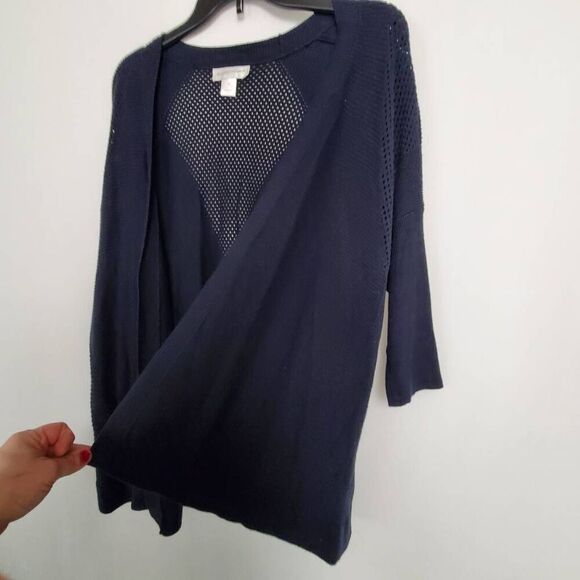Christopher & Banks Size Medium Navy Blue Cardigan Sweater - Picture 2 of 6